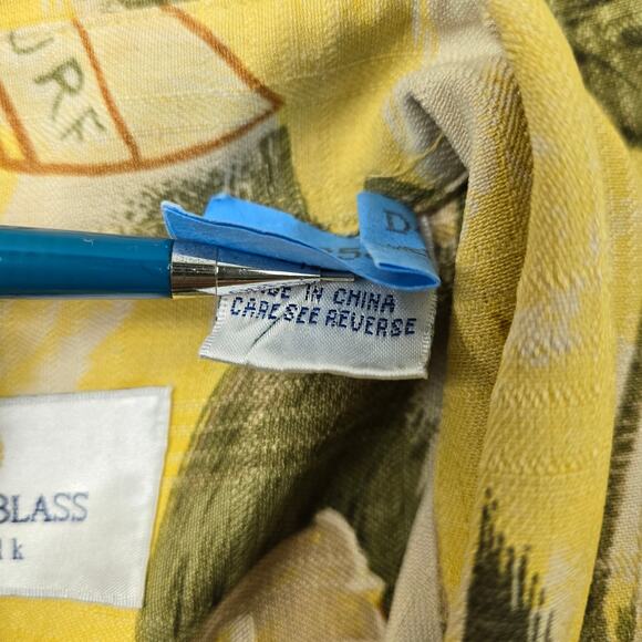 Bill Blass Silk Hawaiian Short Sleeve Button Shirt Vacation Surf Yellow sz Large - Picture 15 of 15